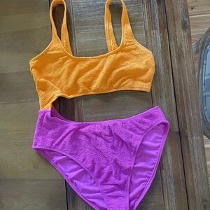 Vibrant Orange and Pink Women's Bikini Set